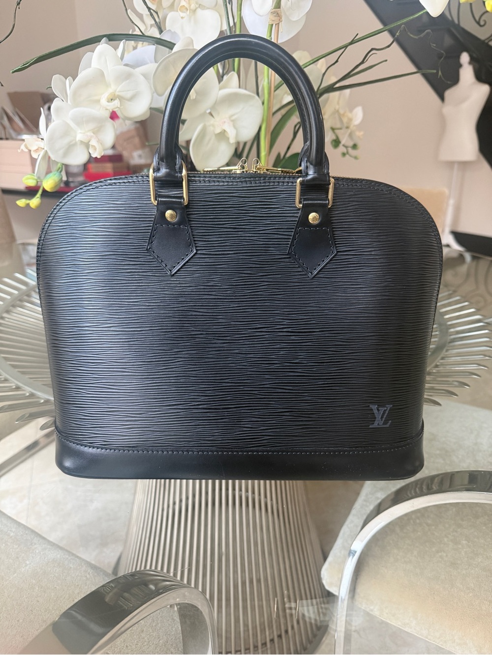 Louis Vuitton Black Epi Alma Handbag with Gold-Tone Hardware